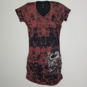Affliction Short Sleeve T-Shirt Dress Tie Dye